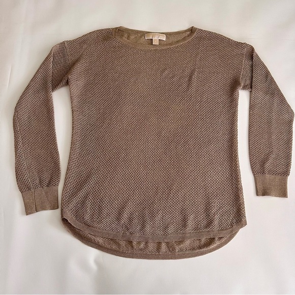 Michael Kors metallic gold open weave sweater size S - Picture 2 of 9